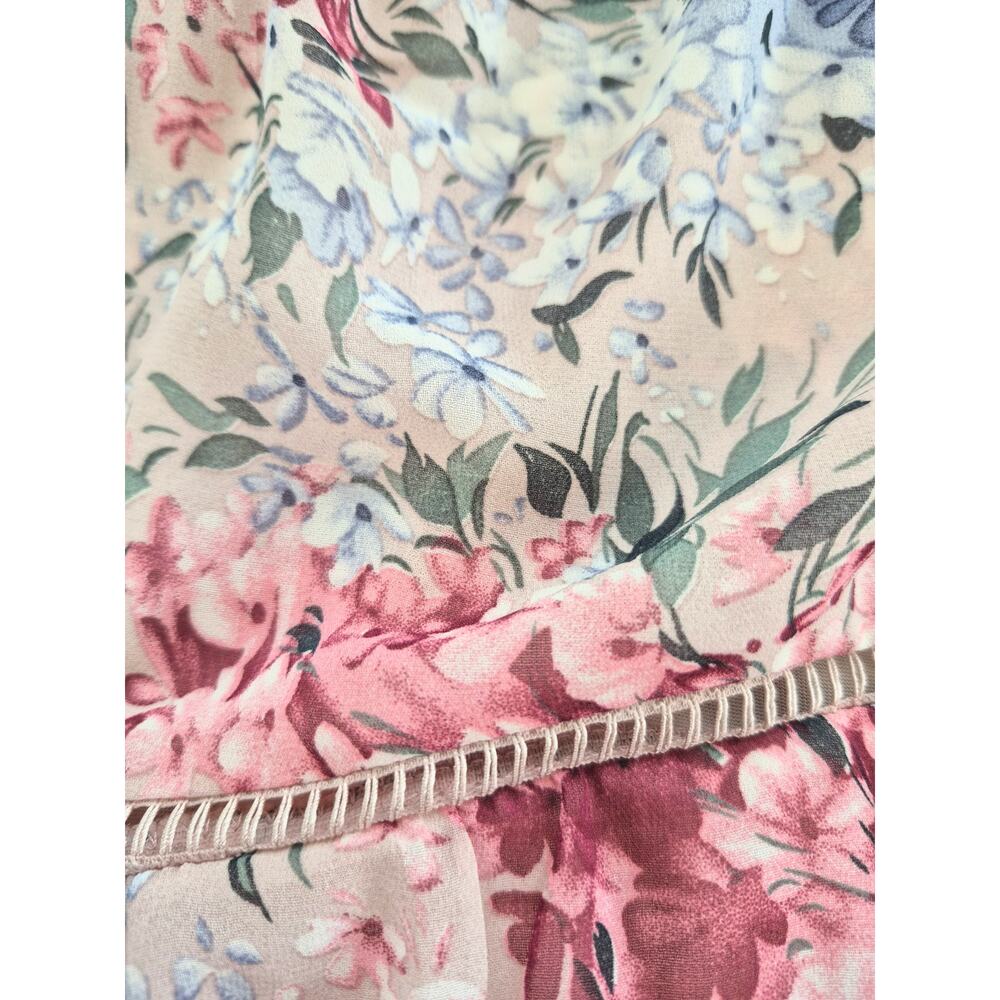 Umgee Knee Length Dress Small Floral Boho Bloomcore Pink Fairycore New Tiered - Picture 7 of 9